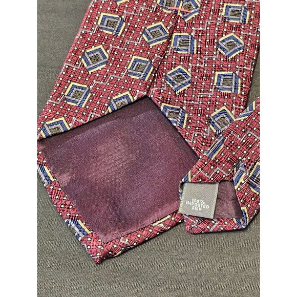 Vintage Louis Feraud Geometric Pattern Silk Tie - Picture 7 of 10